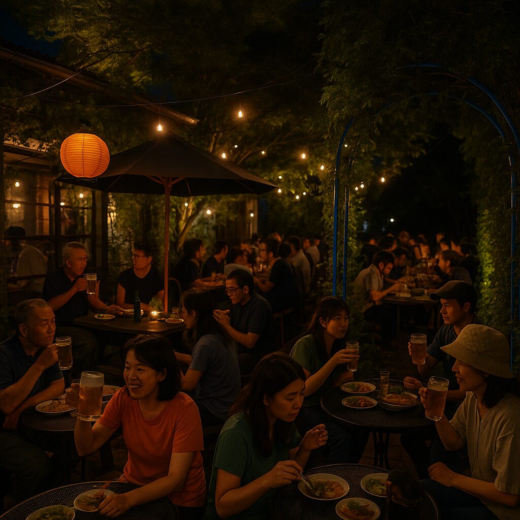 夜のビアガーデン