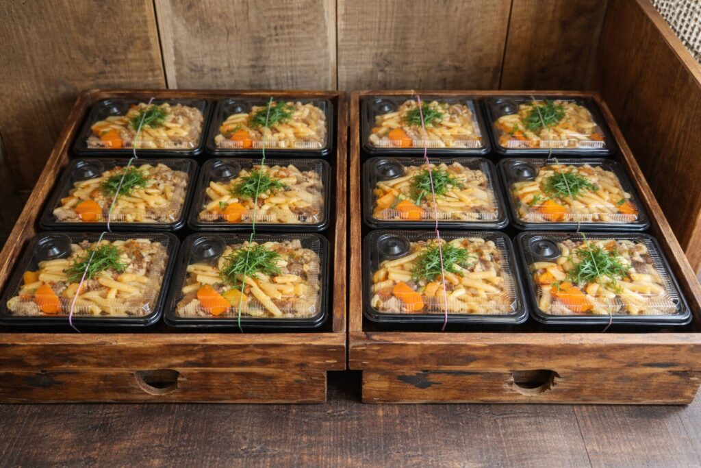 店頭販売　マカロニ炒め