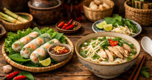 生春巻きとフォー