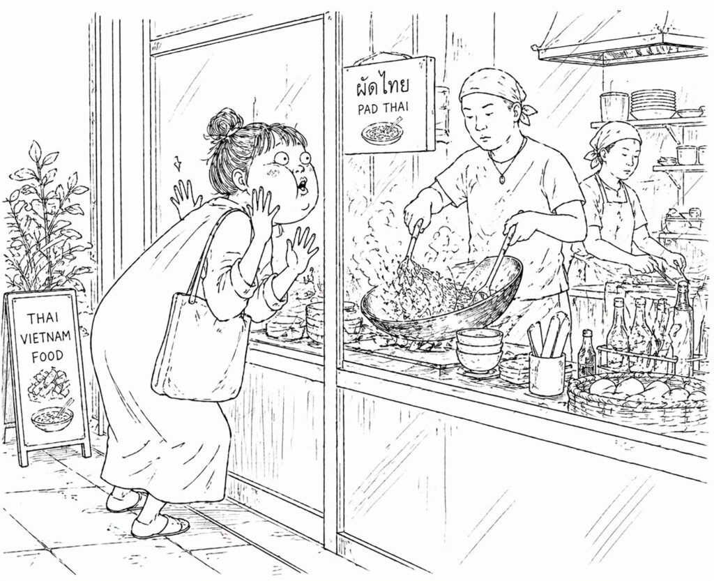 パッタイを必死で勉強するベトナムのおかって